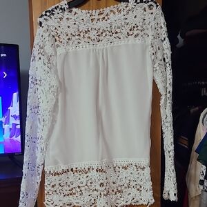 Chic White Lace Women's Blouse